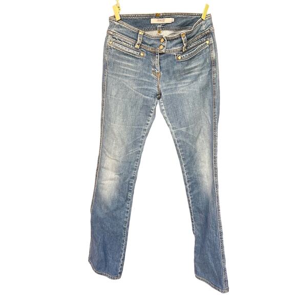 Red Valentino Double Button Straight Leg Stretch Denim Jeans, IT 44 US 6 - Picture 2 of 10